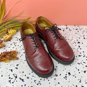 Dr. Martens Cherry Red Brogue Smooth Leather Wingtip Lug Sole Women’s Shoes Sz 7